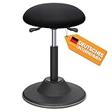 SONGMICS Höhenverstellbarer Bürohocker, ergonomischer Arbeitshocker, um 360° drehbarer Hocker, Sitzhöhe 50-70 cm, mit Anti-Rutsch-Bodenring OSC01BK