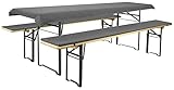 Brandsseller Auflagenset für Bierzeltgarnituren 3-teilig 2 Bankauflagen gepolstert 220x25 cm und 1 Tischdecke 240x90 cm für alle gängigen Festzeltgarnituren Bierbankauflagen Outdoor - Anthrazit