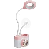 SAROAD Schreibtischlampe für Kinder mit kleinem Ventilator, niedlich, zum Lesen, Student, Studium, batteriebetrieben, wiederaufladbar, Computer, dimmbar, augenschonende Lampe
