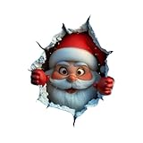 Weihnachtsmann Kommt durch die Wand Aufkleber - 3D Aufkleber Wandtattoo, Wiederverwendbar & Rückstandslos Entfernbar für Fenster, Fliesen & Möbel, Lustige Weihnachtsdekoration (Rot-17, 29x31x0.2cm)