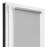 Estika Verdunklungsrollo Thermorollo ohne Bohren - 130 cm x 150 cm - Grau - 13 Stoff Farben, Rollos für Fenster ohne Bohren, Klemmfix rollos für Fenster innen (130 cm Stoffbreite)