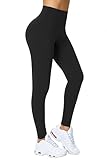 Enjoyoga Sport Leggings Damen [mit Innentasche] - Blickdicht Gym Sporthose Laufhose Yogahose Push Up Leggins für Sport und Alltag - 03(S-M, Schwarz)