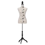 Semplix Schneiderbüste – Schneiderpuppe aus Styropor (EPS) mit Baumwollbezug & Holzstativ, verstellbar, Elegante Schneiderpuppe für Atelier, Boutique & Dekoration (Parisdruck)