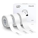 MakeID Etikettenband Kompatibel für L1/ Q1/ E1 Selbstklebendes Kunststoff als Schriftbänder 1 x 16mm Weiß+ 1 x 12mm Weiß+ 1 x 9mm Weiß