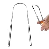 Zungenreiniger, Zungenschaber Edelstahl, Tongue Scraper, Zungenschaber Gegen Mundgeruch, Geschmacksneutral & Hygienisch, Zungenbürste Frischer Atem In Sekunden Für Erwachsene Kinder,