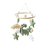 Baby Windspiele, Mobile Baby Windspiele Dinosaurier mit Wolken, Holz Hängende Baby Windspiel, Kinderzimmer Deko, Geschenk für Baby Mädchen oder Jungen