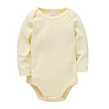 LOIJMK Baby Plain Cotton Short Sleeve Children's Clothes Boys and Girls Solid Color Clothes Bodys Baby Junge Mit (Yellow, 0-3 Months)