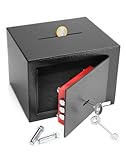 QWORK® Safe Tresor 23 x 17 x 17 cm mit Einwurfschlitz - Triple-Bit Schlüssel Möbeltresor - Hohe Sicherheit Stahlkonstruktion für Wertsachen