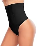 YARRCO Damen Bauchweg Unterhose Slips String Tanga Shapewear Hohe Taille Miederhose Body Shaper Miederslips Figurformende Unterwäsche (Schwarz-Hohe Taille, M)