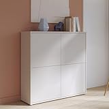 Forte Alice Springs Highboard 120 130, moderner Schrank mit 4 Schranktüren, Wohnzimmer, Schlafzimmer, Holzwerkstoff, Kaschmir/Beige, 124,5 cm breit x 121,5 cm hoch x 34,9 cm tief