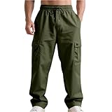 Herren Cargohose Lang Baggy Jogginghose Arbeitshosen Viele Taschen Trainingshose Arbeitshose Straight Leg Freizeithose Sporthose Männer Ohne Bündchen Cargo-Hosen Mit Tunnelzug Relaxhose Jogging
