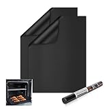KitchenRaku Universal teflon ofen herdmatte 32X50cm, Antihaft- Backofeneinlagen für den Boden des Backofens, Wohnaccessoires & Küchenzubehör, Passend für die meisten Öfen und Herde (Schwarz 2 stück)