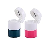 IKAAR 2 Stück Tablettenteiler und Tablettenmörse Tabletten Dose, Mühle, und Schneider 4-in-1 Reise Pillendose Tablettenzerkleinerer für kleine und große Medikamenten und Vitamintabletten