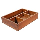 VANZACK Rechteckiges Holztablett für Kosmetik Parfüm Schmuck Elegantes Schminktablett mit Fächern für Badezimmer Schlafzimmer Kommode Vintage Design