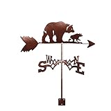 Wetterfahne für den Innenhof, Schmiedeeisen, Windrichtungsanzeiger, rostfreier Stahl, korrosionsbeständig, Wetterhahn-Messwerkzeug mit Montagehalterung, 35 x 50 cm (F