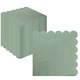 Uwiyo 100 Stück Servietten, 3-lagig 25x25cm Salbeigrün Servietten Gingham Papier Party Servietten Einweg-Papier Gewellt Papierservietten für Hochzeit Gartenparty Geburtstag Party (Salbeigrün)