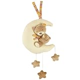 Fehn Spieluhr Baby Einschlafhilfe Teddy im Mond - Kuscheltier mit sanfter Einschlafhilfe Melodie 'Brahm Wiegenlied' - Babyspielzeug für Unterwegs und Zuhause - Musikspielzeug für Babys und Kleinkinder