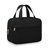 Aucuu Groß Kosmetiktasche Damen, Kulturtasche Cord Damen, Make-up Tasche Cord, Reise Kulturbeutel, Kosmetikbeutel mit vielen Fächern, Kord Cosmetic Bag, Kosmetik Tasche für Damen Herren
