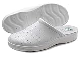 Gesundheitsschuhe für Männer und Frauen, Geschlossene Berufsschuhe, Gesunde Clogs, Bequeme orthopädische Schuhe, Anatomische Sohle,Weiß Mann 43