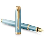 Parker IM Writing Rituals Füller, grünes Gehäuse mit Farbverlauf, goldene Zierteile, Füllfederhalter mit mittlerer Feder, blaue Tinte, Geschenkbox