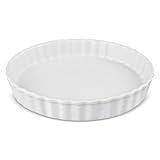 Aleker Weiße Porzellan-Quicheform, 26 x 4 cm Flan Dish, Keramik Auflaufform, Große Kuchenform, Keramik Ofenform für Kuchen, Pizza, Pasta, Tarte & Quiche