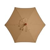 Strandschirm 200/270/300cm Sonnenschirm Austauschbares Tuch Ohne Ständer Outdoor Garten Terrasse Bananenschirm Abdeckung Wasserdichtes Sonnenschutzdach VielfäLtige EinsatzmöGlichkeiten(Khaki,270CM 6Ri
