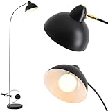 ZJHAHJY Bogen-Stehlampen, hohe Schwarze Lampe mit 360° verstellbarem Metallschirm zum Aufhängen, Bogenlampen zum Stehen, Lampen über der Couch für das Wohnzimmer, Fußschalter