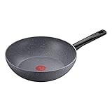 Tefal G28019 Natural On Wokpfanne 28 cm | Mineralia+ Antihaftversiegelung | Thermo-Signal für alle Herdarten geeignet Induktion | Thermo-Fusion | Mineralia Stein-Effekt