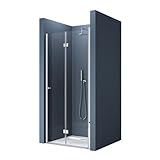 doporro Duschtür Nischentür dusche Duschabtrennung Duschkabine 100x190cm Falttür für Nische ESG-Sicherheitsglas Klarglas inkl. beidseitiger Easy-Clean-Beschichtung Teramo26K