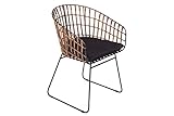 SAM Rattanstuhl Lima, Farbe Dunkelbraun, inklusive Sitzkissen, Korbstuhl mit Metallrahmen, Geflechtstuhl/Eisenstuhl im Retro-Design, Esszimmerstuhl mit Armlehnen
