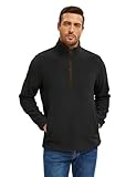 Atforna Herren Fleece Pullover Half Zip Fleecejacke mit Taschen Herbst Winter Übergangsjacke Microfleece Outdoor Sweatshirt, Schwarz, XXL