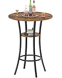CHOEZON Stehtisch, Bartisch 2 Ebenen, runder Esstisch, Gartentisch, Bistrotisch Outdoor, hoher Kleiner Cocktailtisch, für Küche, Wohnzimmer, Konferenzraum, Bar, rustikalbraun-schwarz DTBT03BF