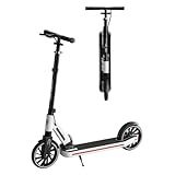 Faltbarer Tretroller für Kinder und Erwachsene – 3-Gang-verstellbarer Lenker mit doppeltem Bremssystem, sicher und langlebig – ideal für Kinder ab 6 Jahren – stilvolles weißes Design