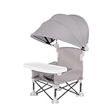 Baby Campingstuhl, Faltbar Babystuhl Sitzerhöhung| Mit Abnehmbarem Tablett Und Sonnenschirm, Tragbarer Babysitz Kinderstuhl Baby Strandstuhl für Camping Rasen
