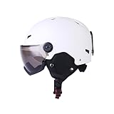 Warmer Skihelm for Erwachsene, Winter, Mit Schutzbrille, Outdoor-Sportschutz, Skifahren, Snowboarden, Helm, Kopfschutzausrüstung, Männer Und Frauen Vielseitig Einsetzbar(White,L 59-61CM)