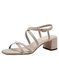 Tamaris Damen Sandalen mit Absatz Textil Vegan Blockabsatz Sommer; NUDE/beige; 38