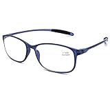 DOOViC Blaulichtfilter Computer Lesebrille Blau/Eckig Flexible Bügel Brille mit Stärke für Damen/Herren 1,75