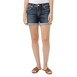 Silver Jeans Co. Elyse Damen-Shorts, mittelhohe Taille, bequeme Passform, Luxe Stretch Dark Indigo, 26