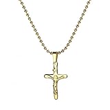 TLIUHRG Edelstahl S für Männer und Frauen Einfache Vintage Jesus Cross Golds Kette