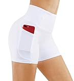 THE GYM PEOPLE Damen Laufshorts Yoga-Shorts, weiß, M