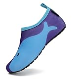 SAGUARO Wasserschuhe Badeschuhe Kinder Schwimmschuhe Jungen Mädchen Strandschuhe Schnelltrocknend Aquaschuhe Leicht rutschfeste Surfschuhe Neoprenschuhe Tauchschuhe Himmelblau,GR.34/35
