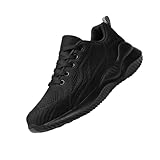 KOMBIUDA Leichte Atmungsaktive Sportschuhe Damen und Herren rutschfeste Lauf und Freizeitschuhe Strapazierfähiges Material Modisches Design für Training und Alltag Schwarz