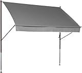 Angerer Klemmmarkise Style mit Handkurbel, Terrasse/Balkon, einfache Montage ohne Bohren, Made in Germany, hochwertiger Stoff, UV-beständig, höhenverstellbar, wasserabweisend, 400 cm Hellgrau