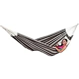 AMAZONAS Brasilianische Hängematte XL Barbados Mocca für Mehrpersonen bis 200kg, 230 x 150cm braun-weiß gestreift Gesamtlänge 340 cm
