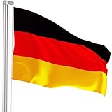 BRUBAKER Aluminium Fahnenmast Flaggenmast 4 m inklusive Deutschland Flagge 150 x 90 cm und Bodenhülse
