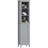 kleankin Bathroom Floor Cabinet Badezimmerschrank, Holzwerkstoff, grau, 39 x 30 cm