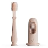 Moonkie Baby Fingerzahnbürste Zunge Mundreinigungsset für 3 Monate +, 2 Stück (Blush)