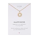 LUUK LIFESTYLE Kette mit Sonnen Anhänger, Schmuckgeschenk, filigrane Damen Halskette aus robustem Edelstahl, wasserfest & langlebig, gold