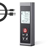 HYCHIKA Laser Entfernungsmesser, Laser Messgerät Typ-C Wiederaufladbar 60M mit LCD Hintergrundbeleuchtung M/In/Ft, Mit Mehreren Messmodi Wie Pythagoras/Abstand/Fläche/Volumen Messungen