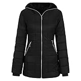 Cantissa Langer Damen-Parka mit Pelzbesatz, mit Kapuze, gepolstert, Winterjacke, Mantel, Winter, warme Baumwolle, Steppjacke, Parka mit Kunstfell-Kapuze, Y12, Schwarz, XL